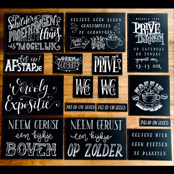 Krijtbord handlettering en tekenen - Foto