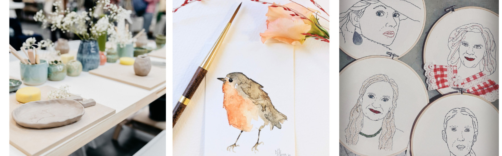 Workshops in Utrecht zoals keramiek, aquarellen (Amersfoort) en borduren (Leusden).&nbsp;