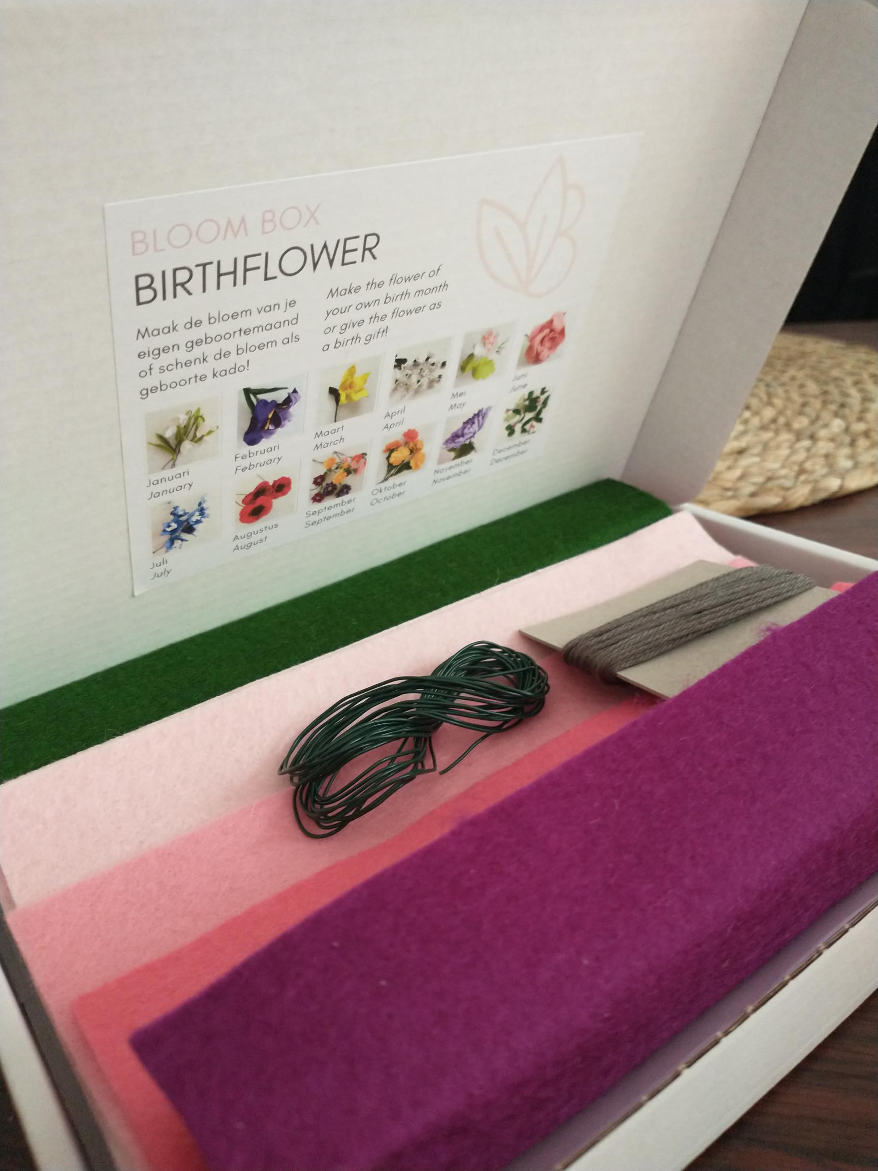 geboortebloem uit vilt - bloombox DIY kit - Foto