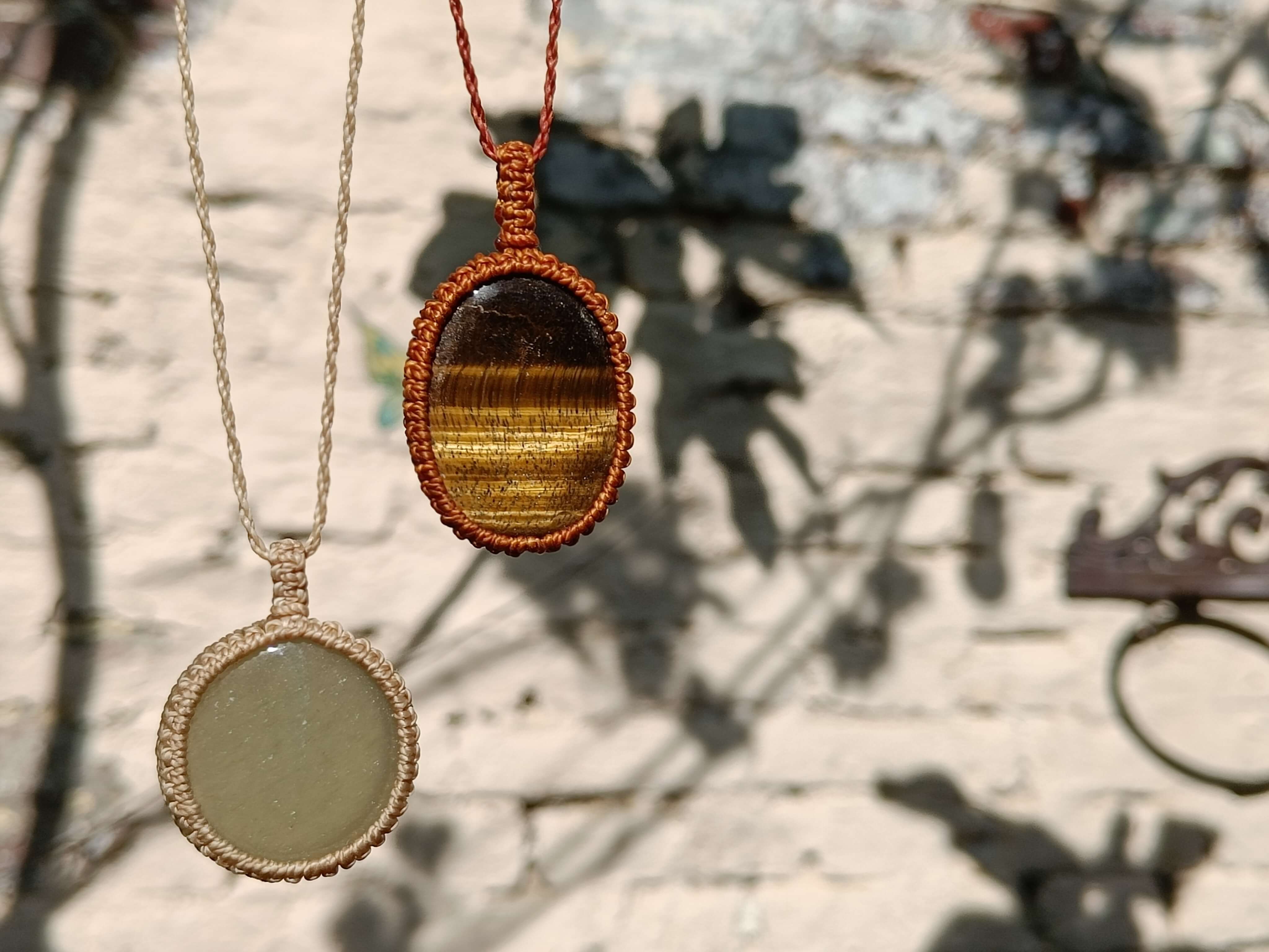 Macrame edelsteen halsketting
