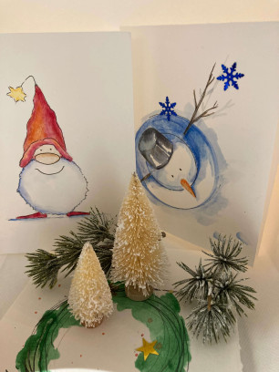 workshop kerstkaarten maken met brushpen