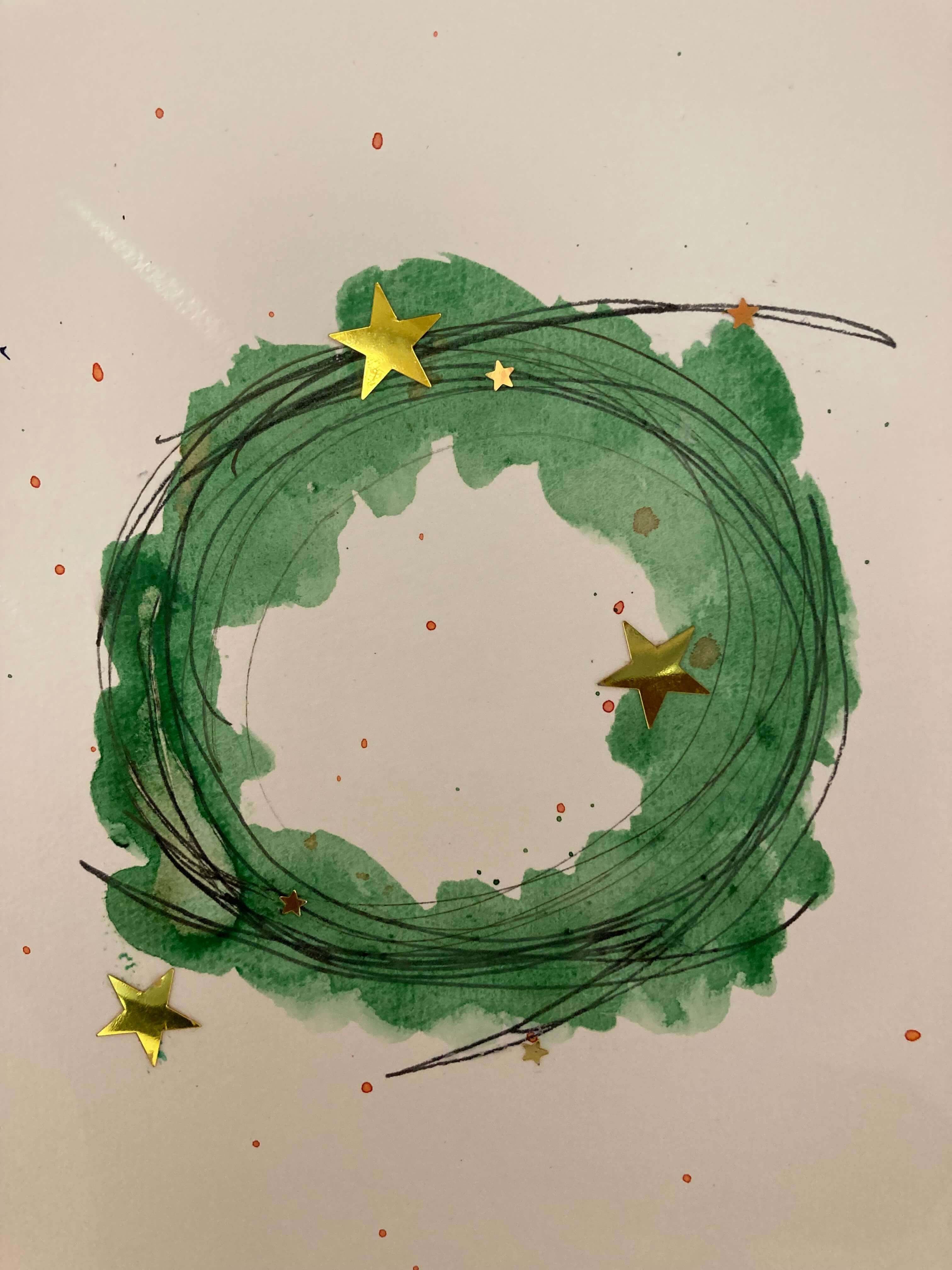 workshop kerstkaarten maken met brushpen - Foto