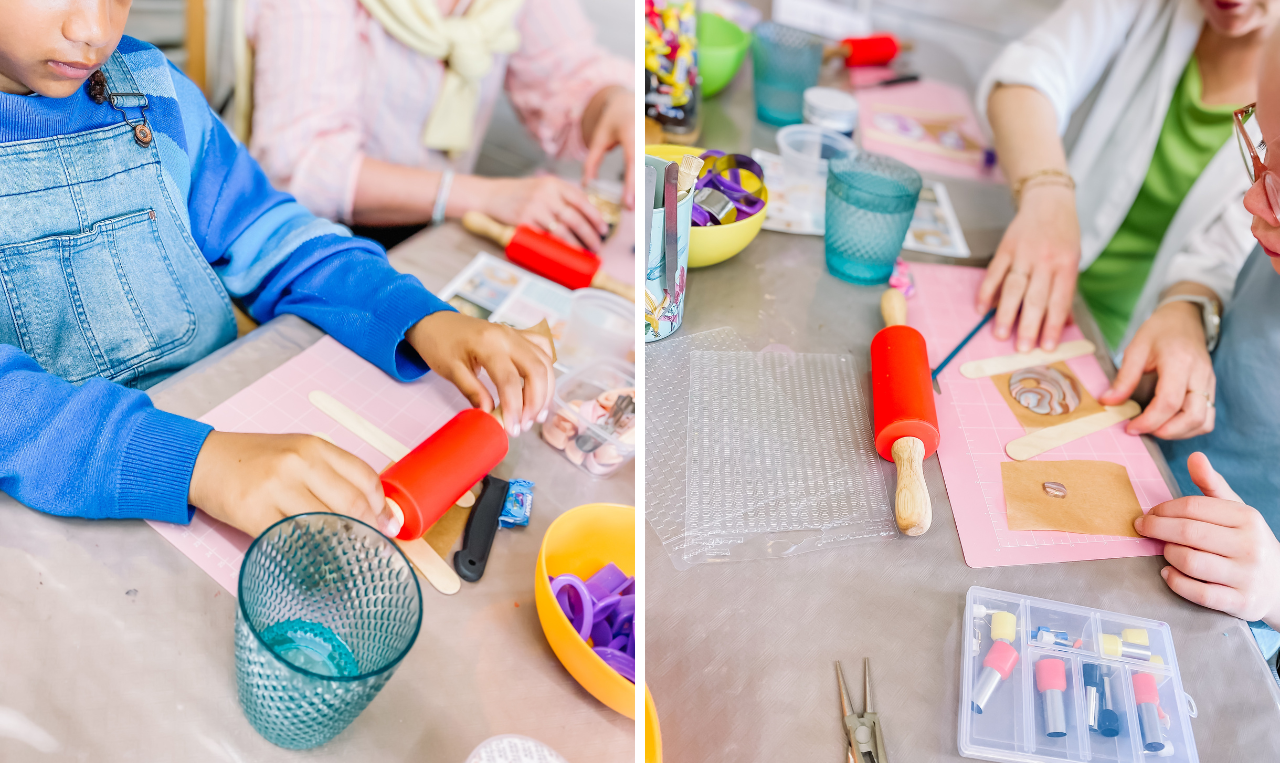 Ouder-kind workshop - oorbellen uit polymeerklei - Foto