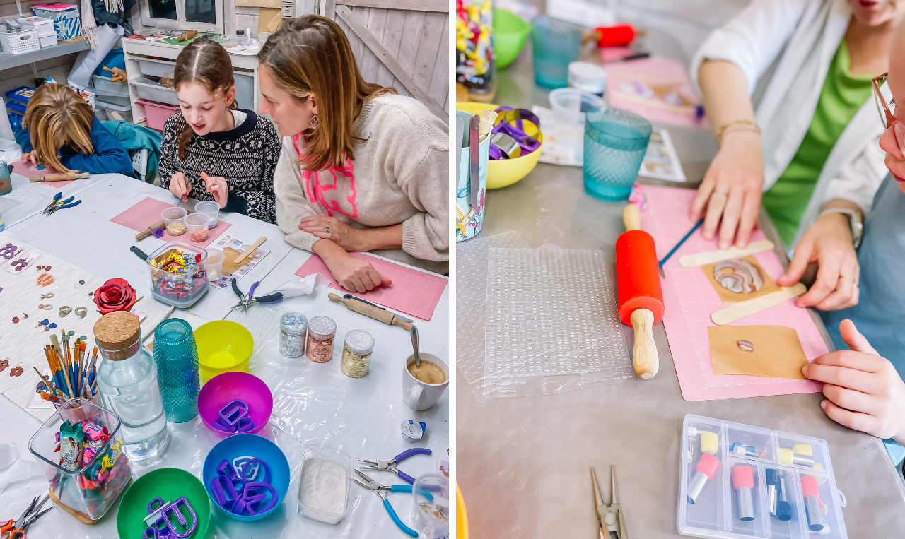 Ouder-kind workshop - oorbellen uit polymeerklei - Foto