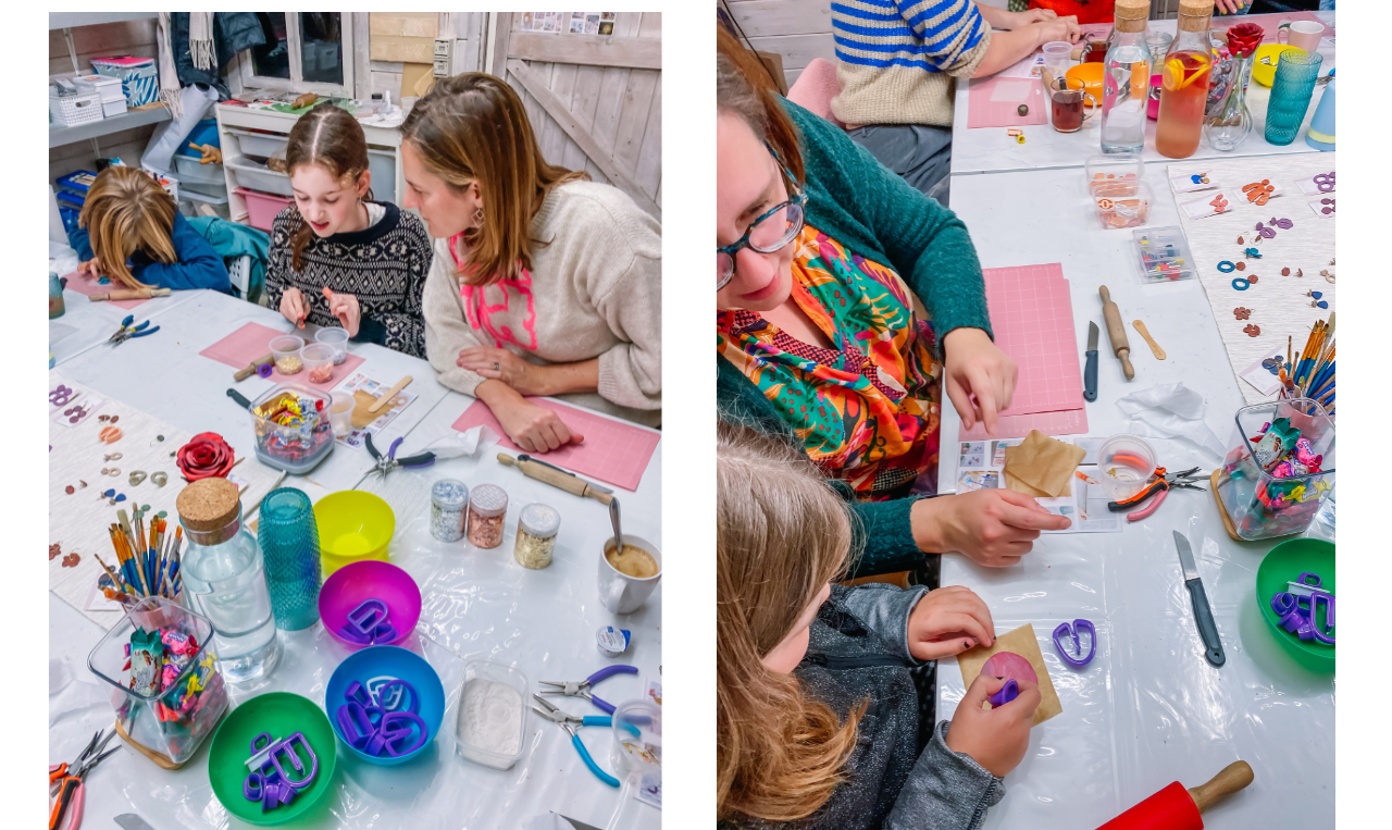 Ouder-kind workshop - oorbellen uit polymeerklei - Foto