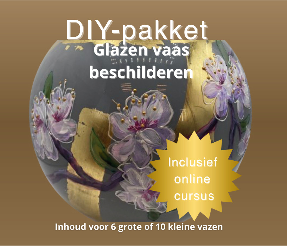 DIY pakket glazen vaas beschilderen voor 6 grote vazen - inclusief online cursus! - Foto