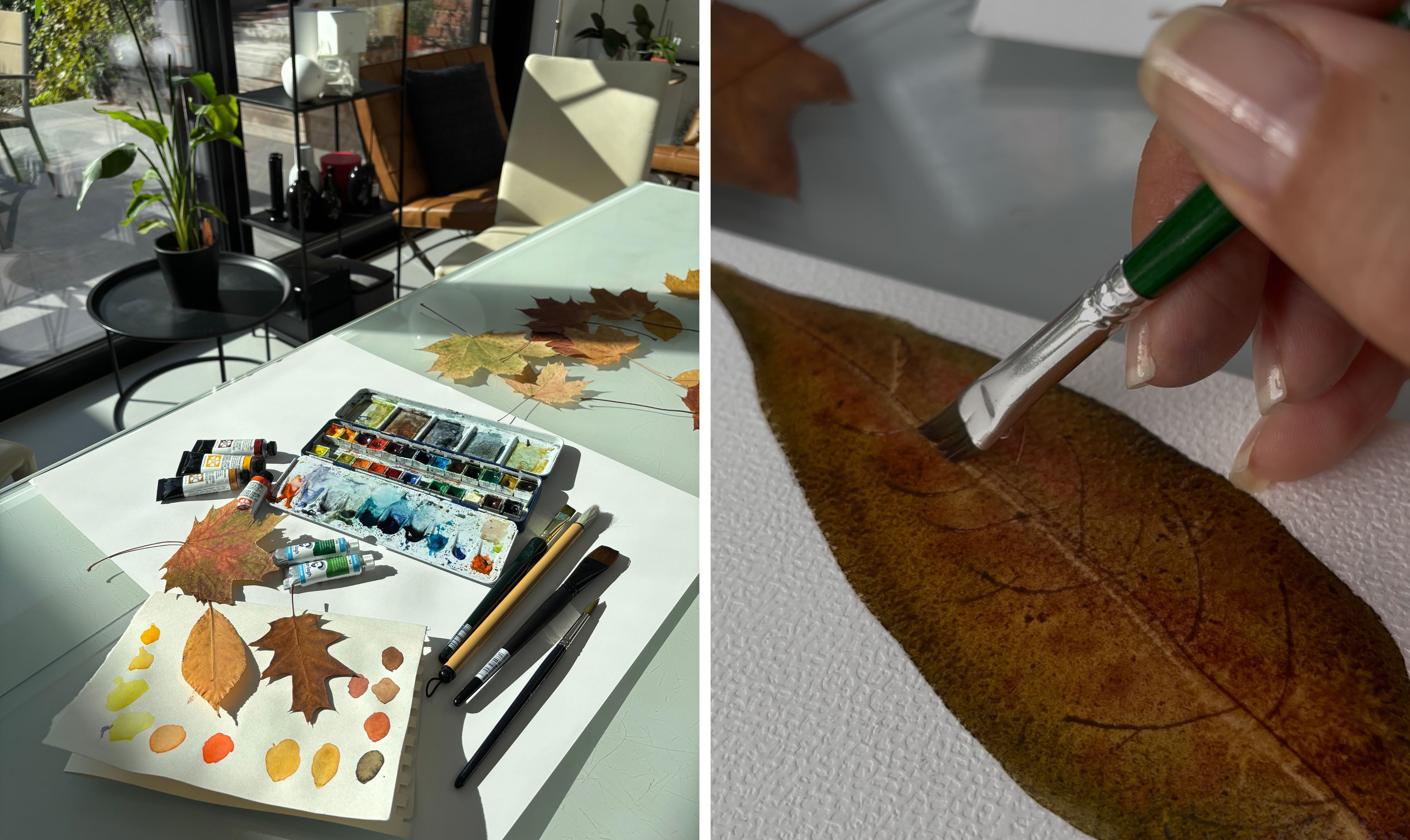 π Herfst in aquarel: gouden tinten op papier π - Foto