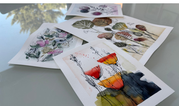 Expressieve bloemen in aquarel