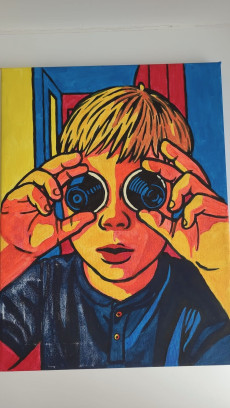 Acryl: pop art portret met AI juni