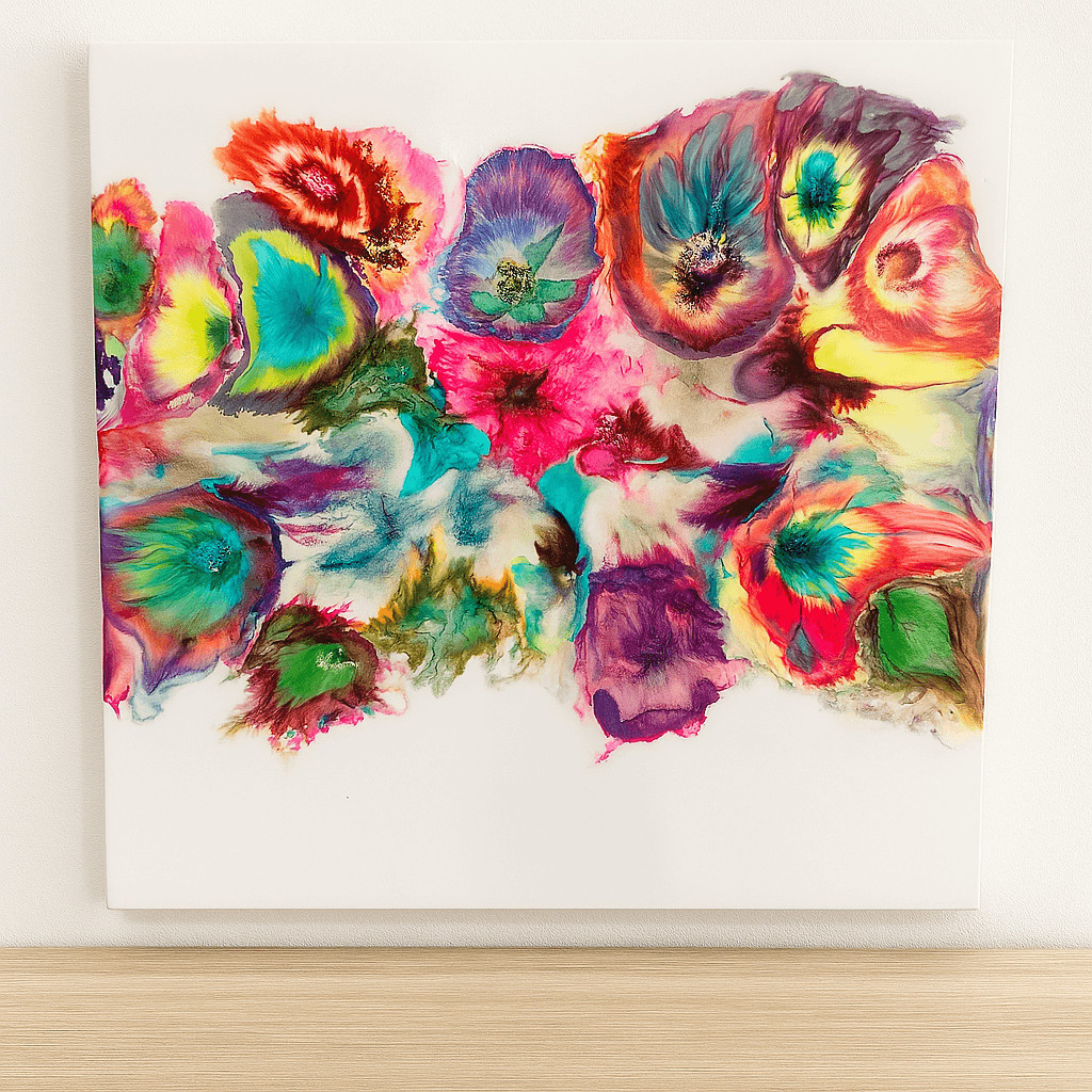 Epoxy/resin art: alcoholinkt op canvas (Juni) - Foto