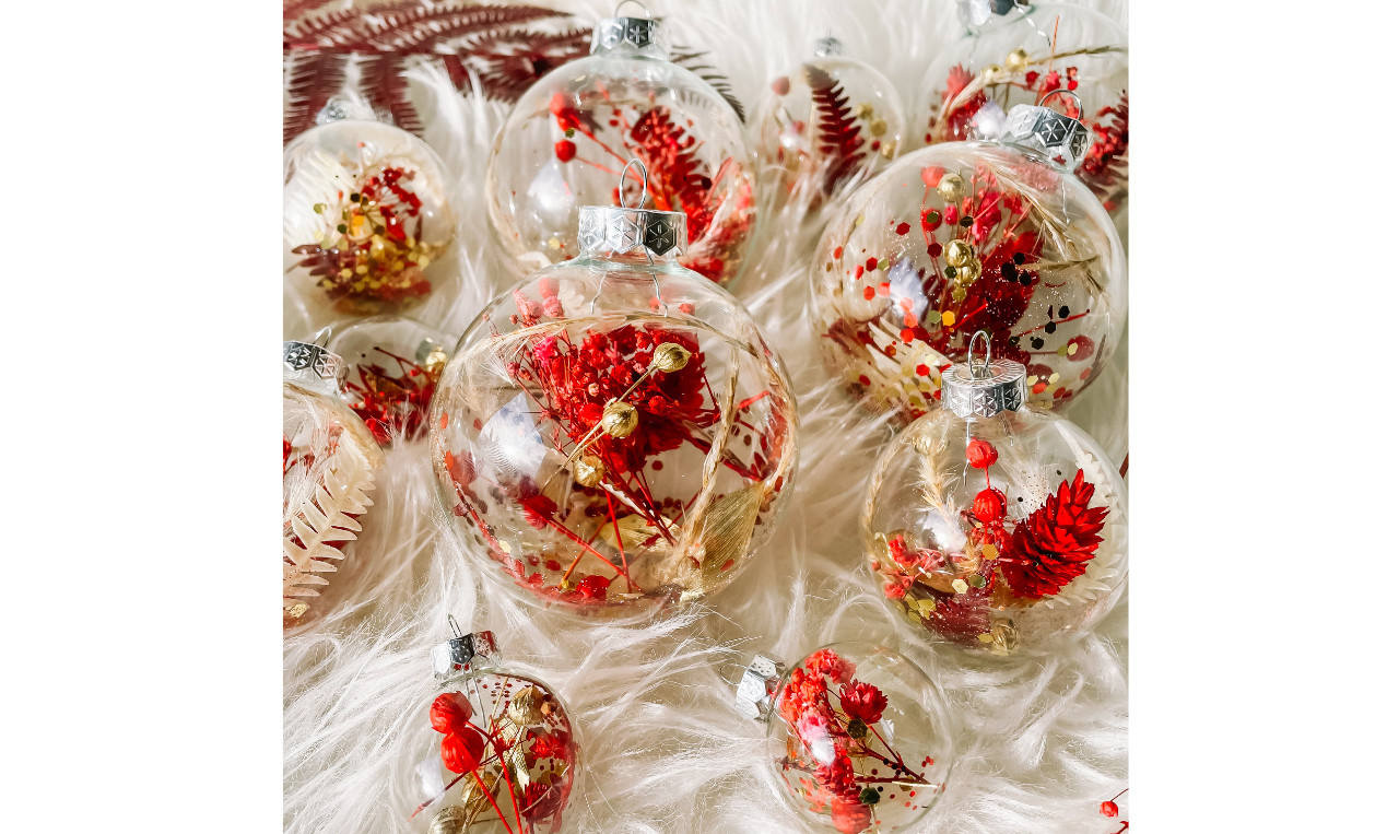 15x Kerstballen vullen met droogbloemen - Foto