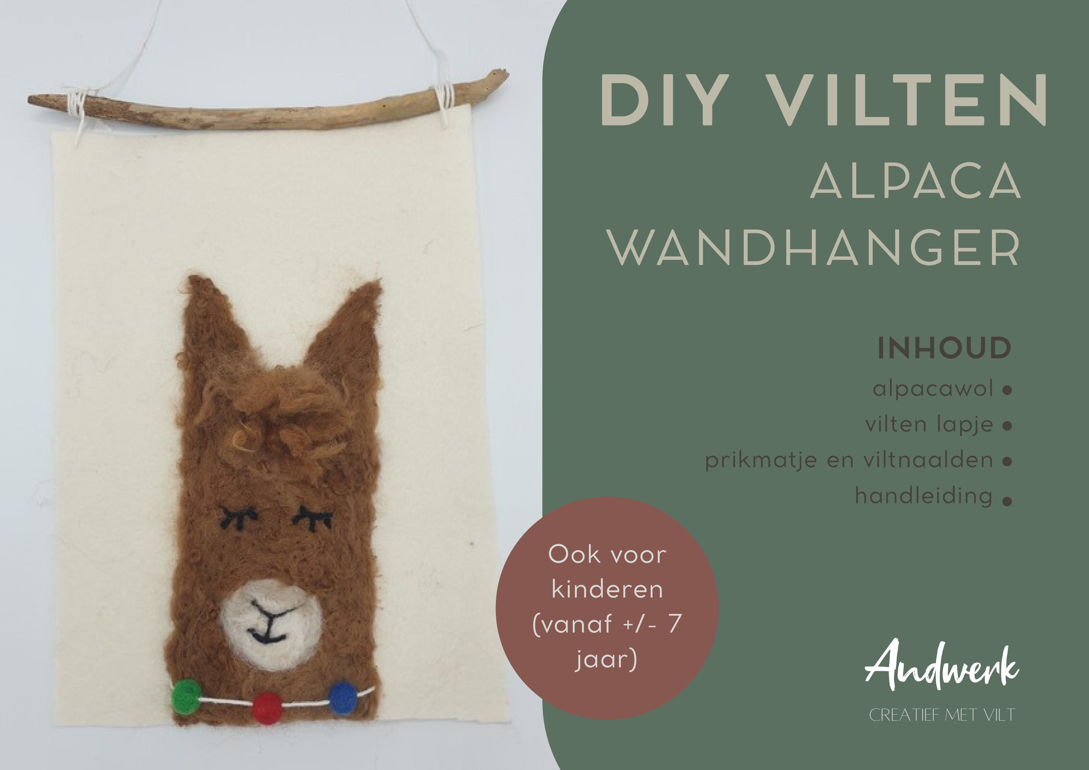 DIY vilten alpaca wandhanger - Foto