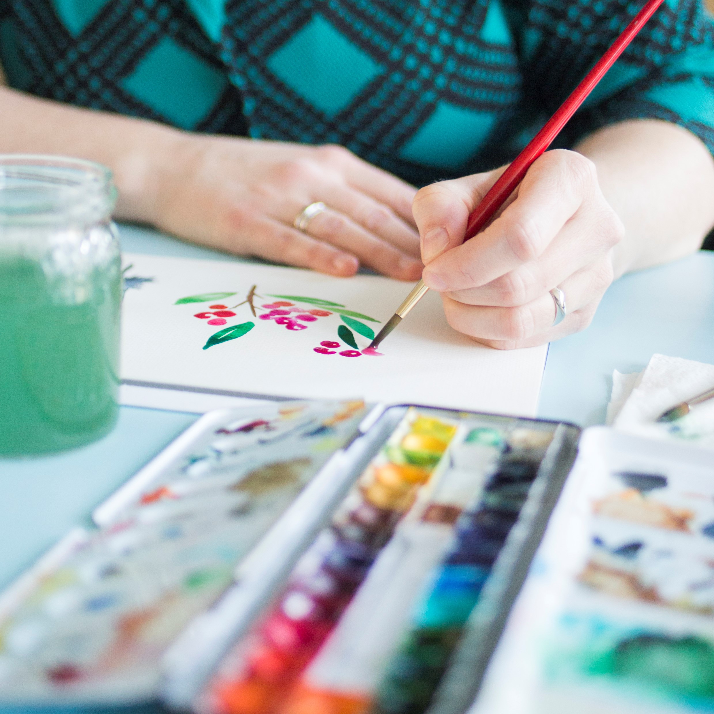 Bloemen met aquarel - Foto