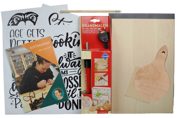 DIY pakket houtbranden / pyrografie a4 snijplank beuken