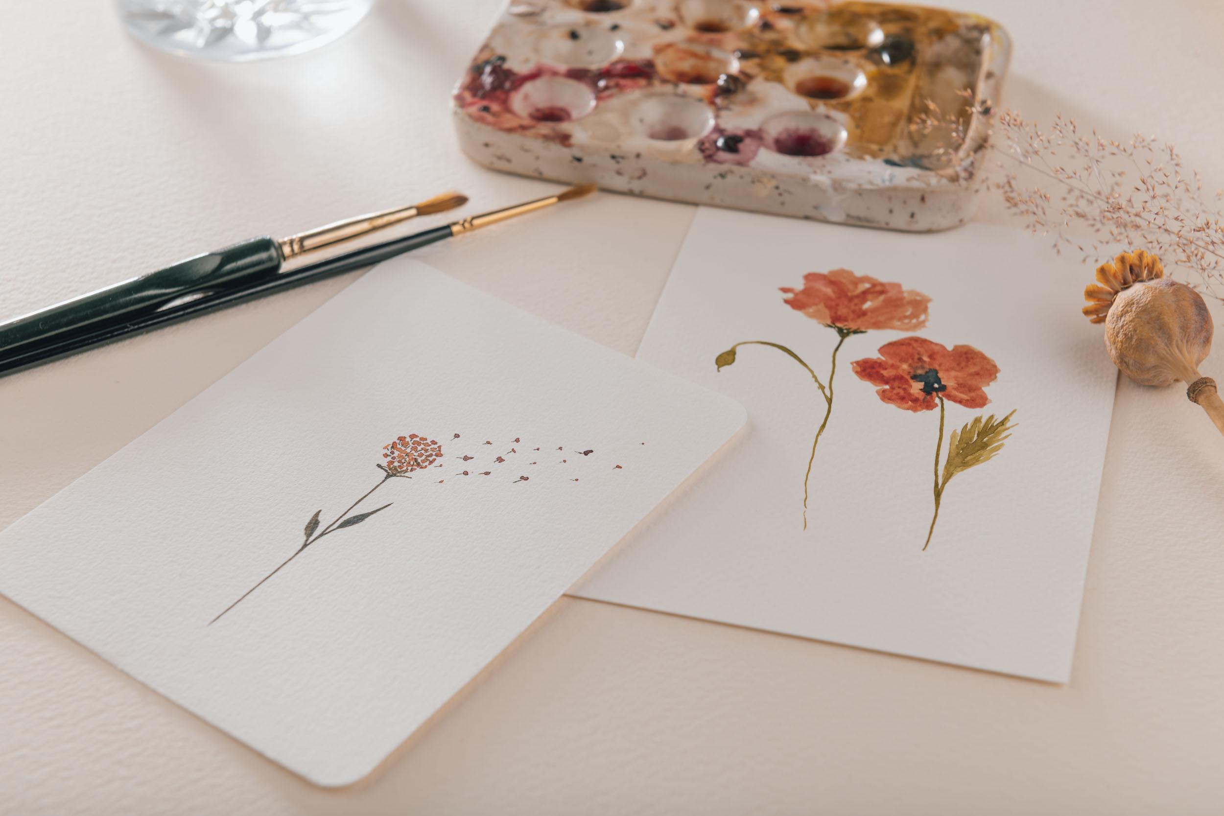 Troost/deelnemings kaartjes in aquarel - Foto