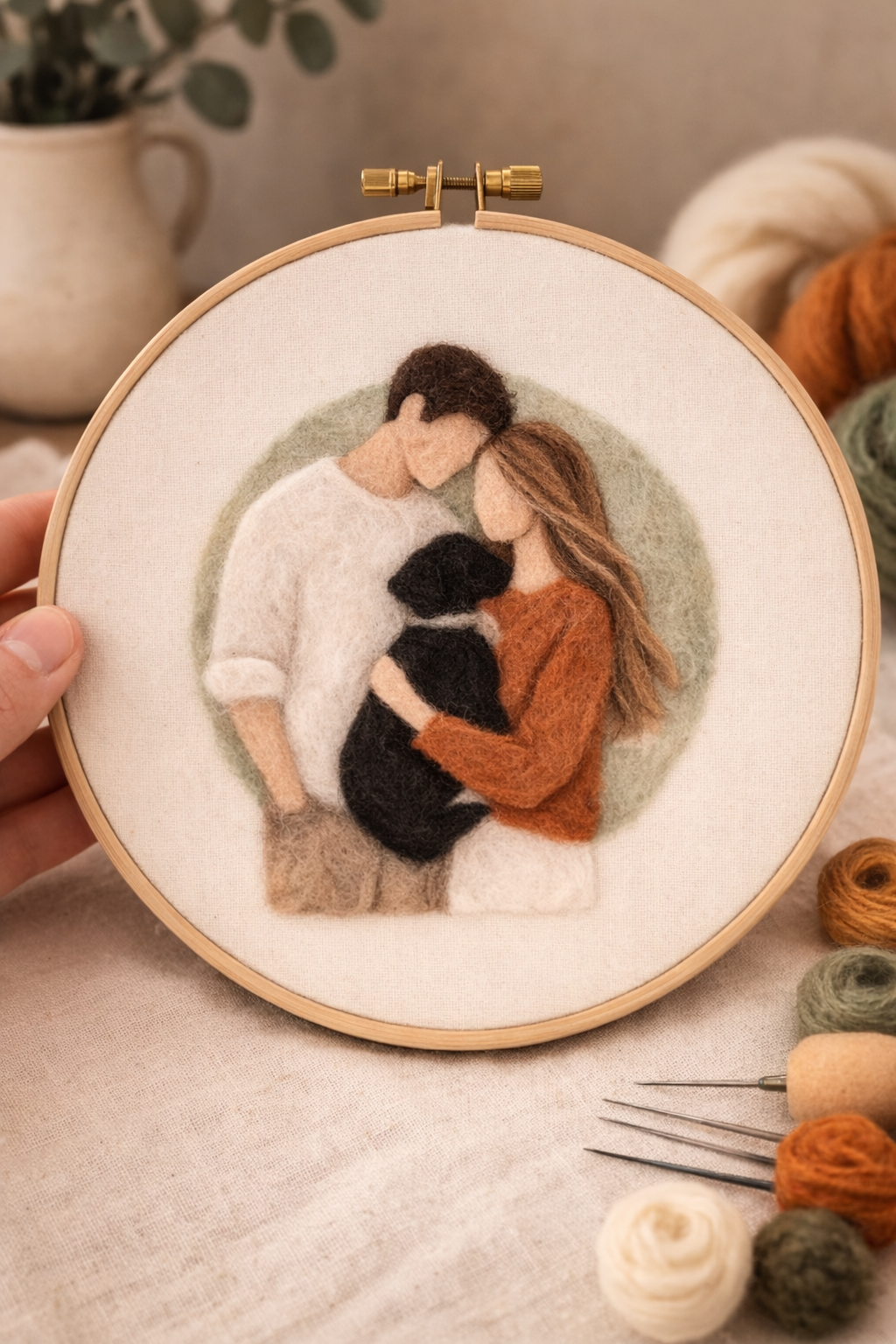 🐑 Naaldvilten portret in 2D – Workshop op maat van jullie moment