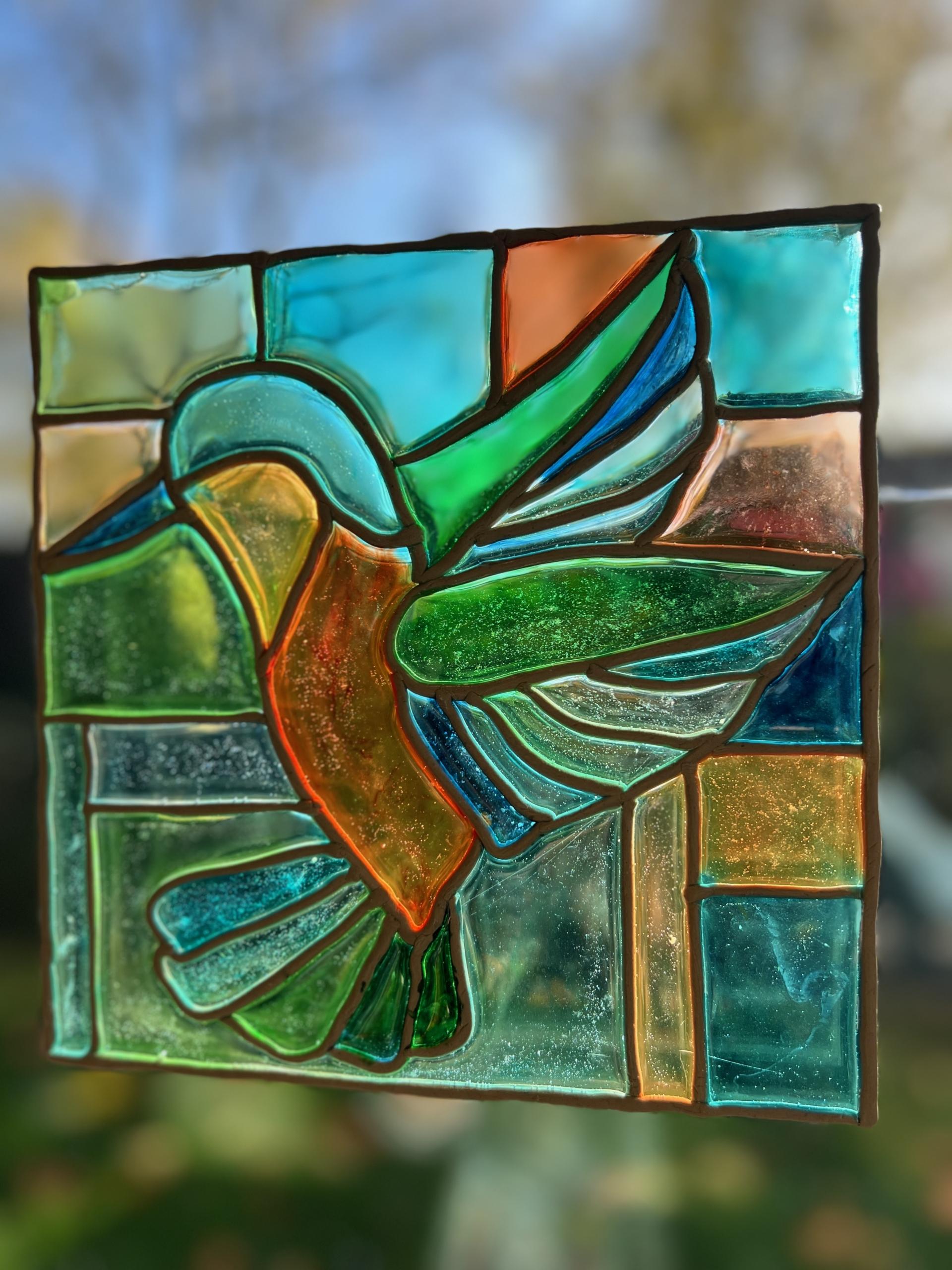 Epoxy/resin art: glasraam– spel van kleur en licht juni - Foto