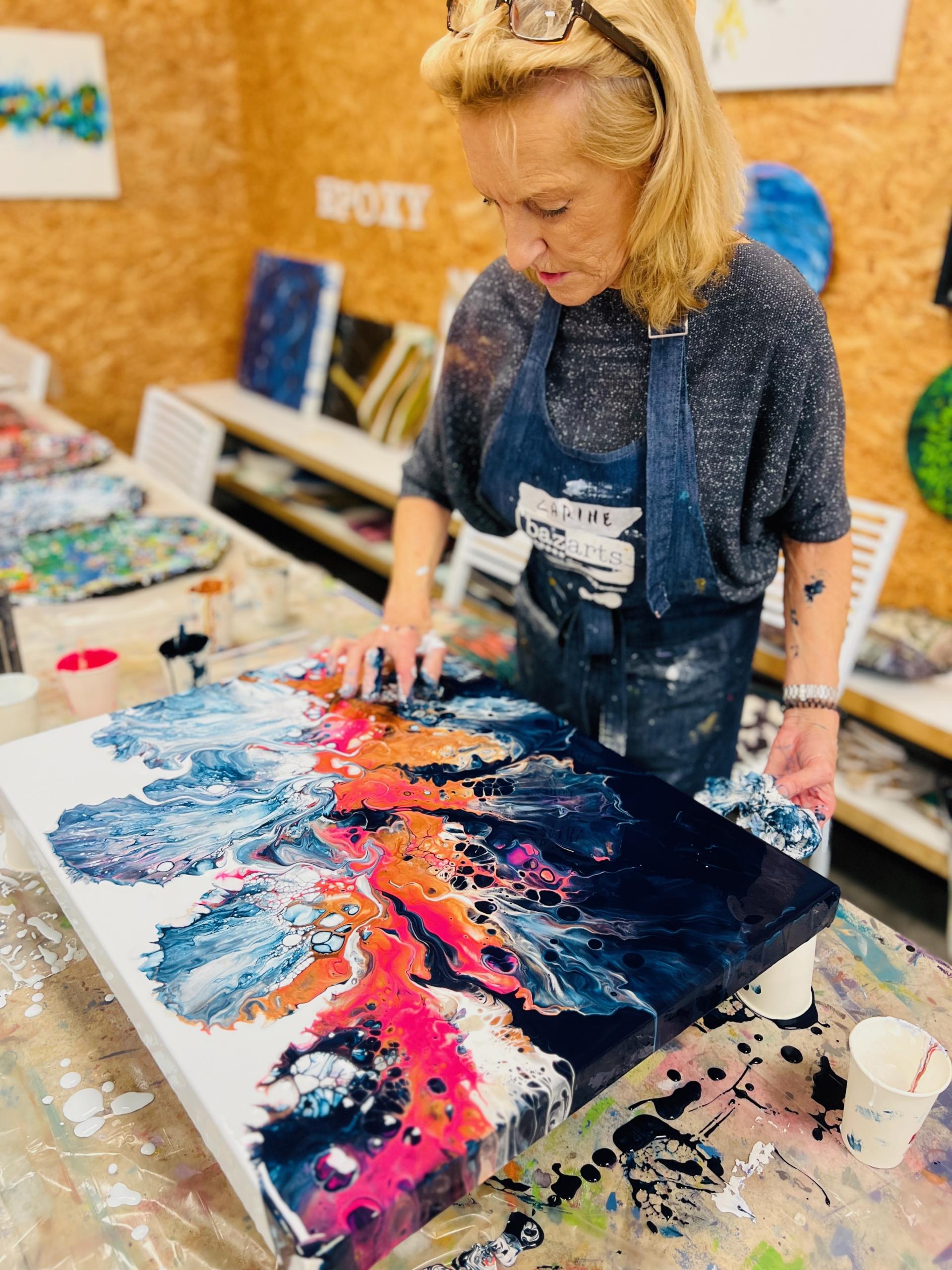 Acrylic Pouring Dagopleiding – Ring, Ribbon & Dutch Pour met Cellen nov - Foto