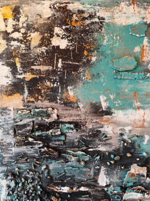 Abstract schilderen met natuurmaterialen