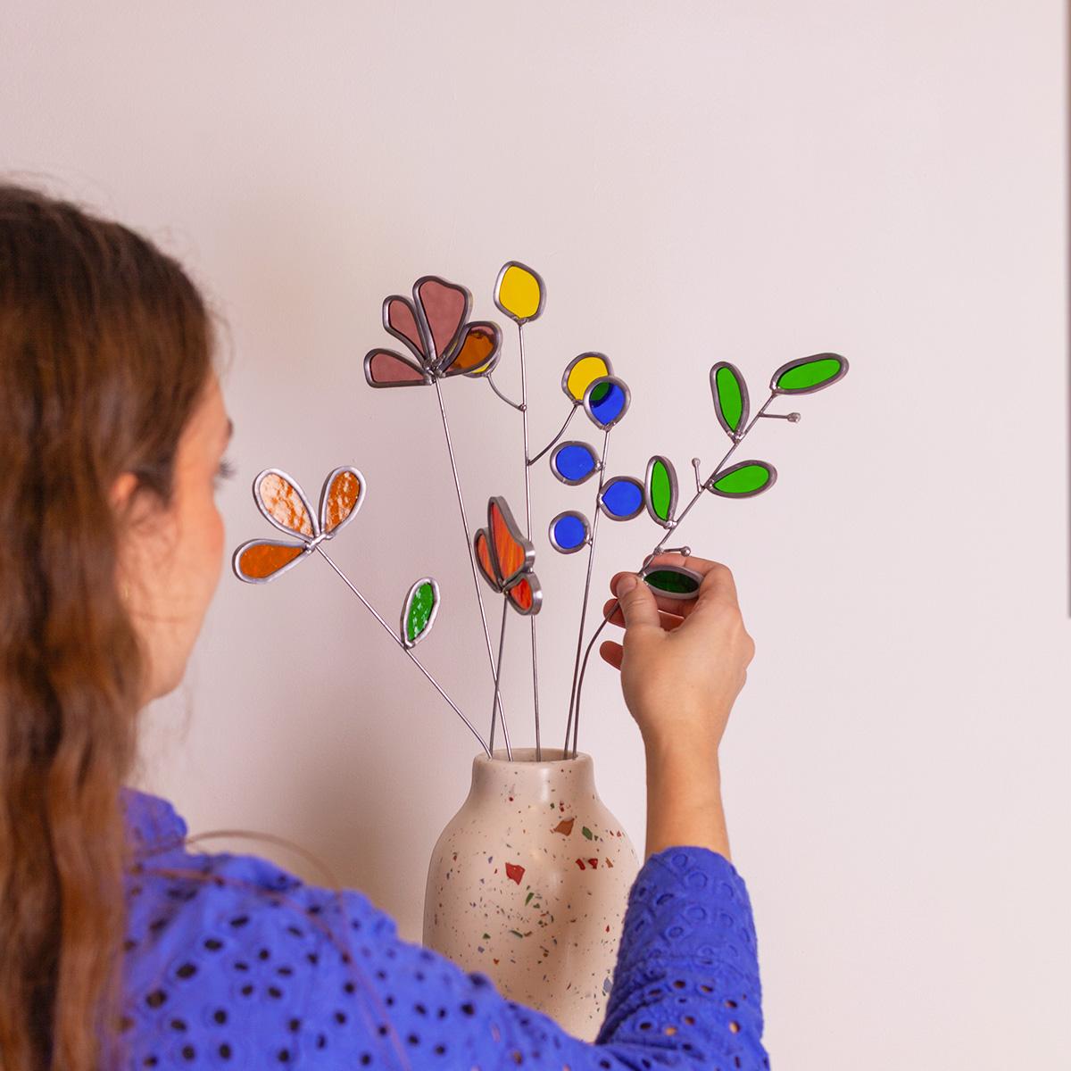 Glas in lood - bloemen boeket - Foto