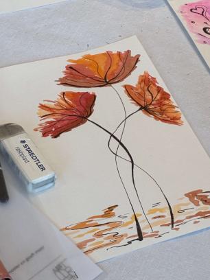 bloemmotieven tekenen met brushpen en fineliner