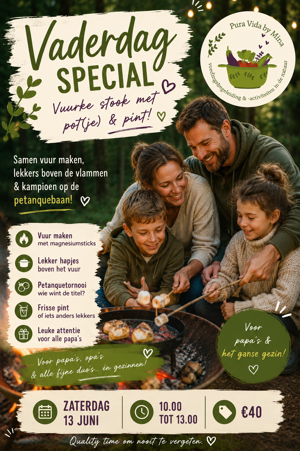 Vaderdagspecial: Vuur maken, Hapjes op het vuur & Petanque