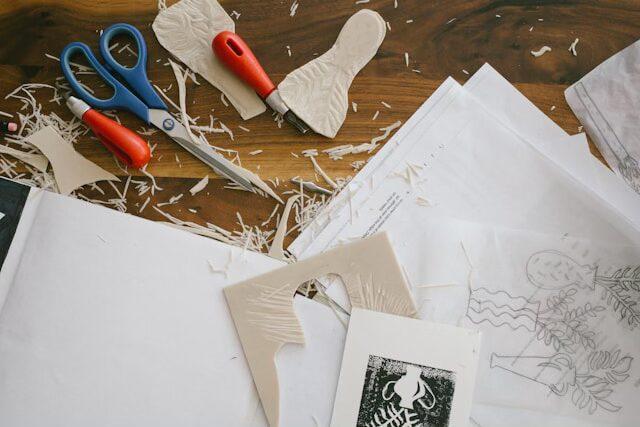 Linografie - Linosnede & afdrukken op totebag - Foto