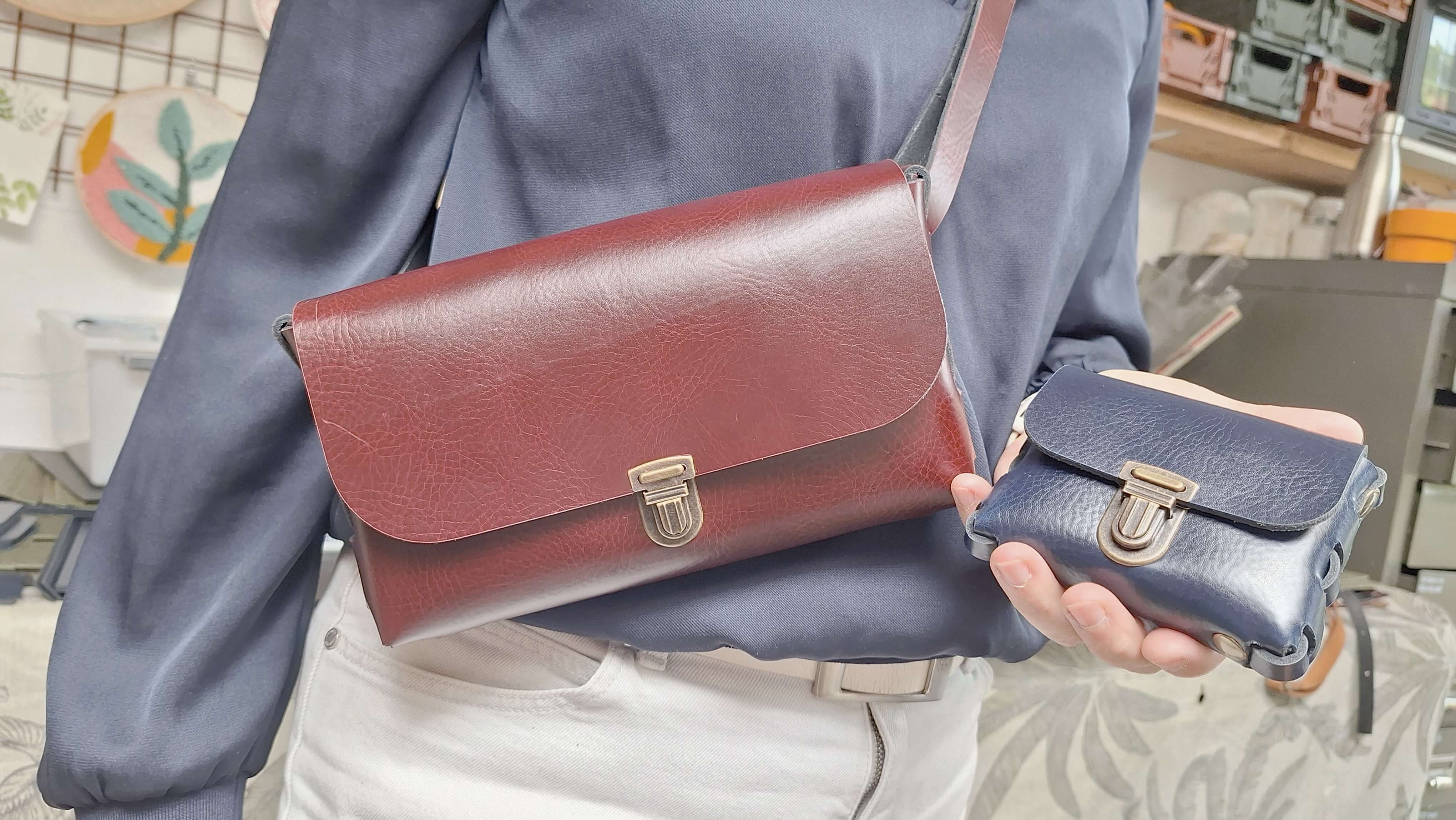 WORKSHOP LEDEREN HANDTAS-CROSSBODY EN PORTEMONNEE