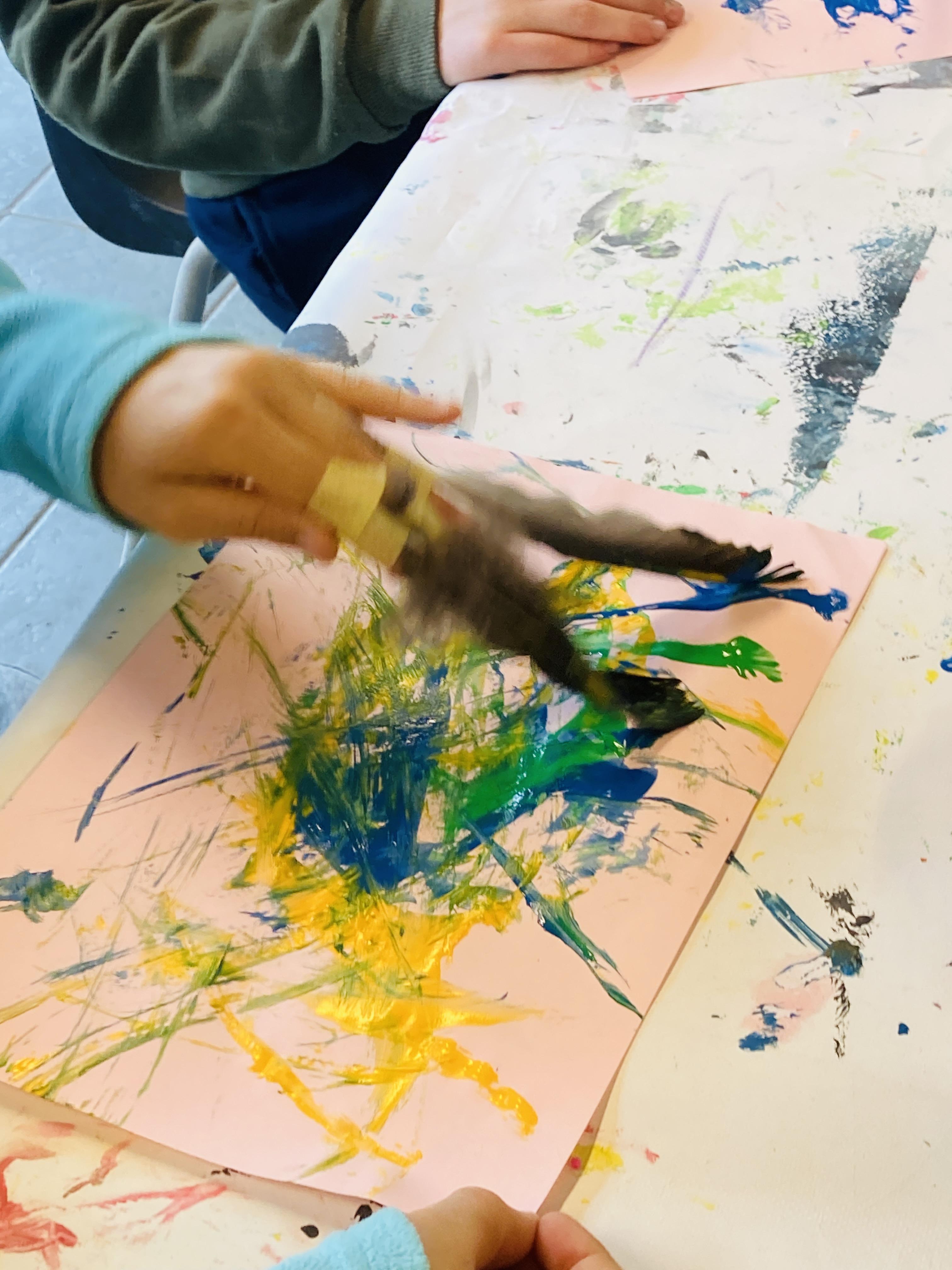 Gezinsworkshop Action Painting - Foto