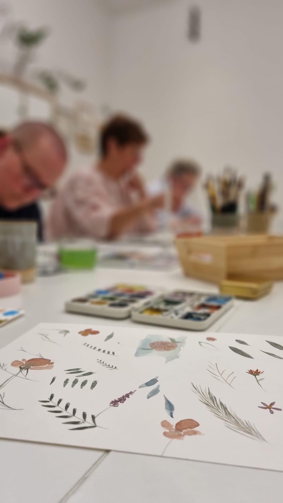 Eenvoudige bloemen in Aquarel workshop - Foto