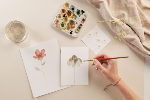 Eenvoudige bloemen in Aquarel workshop