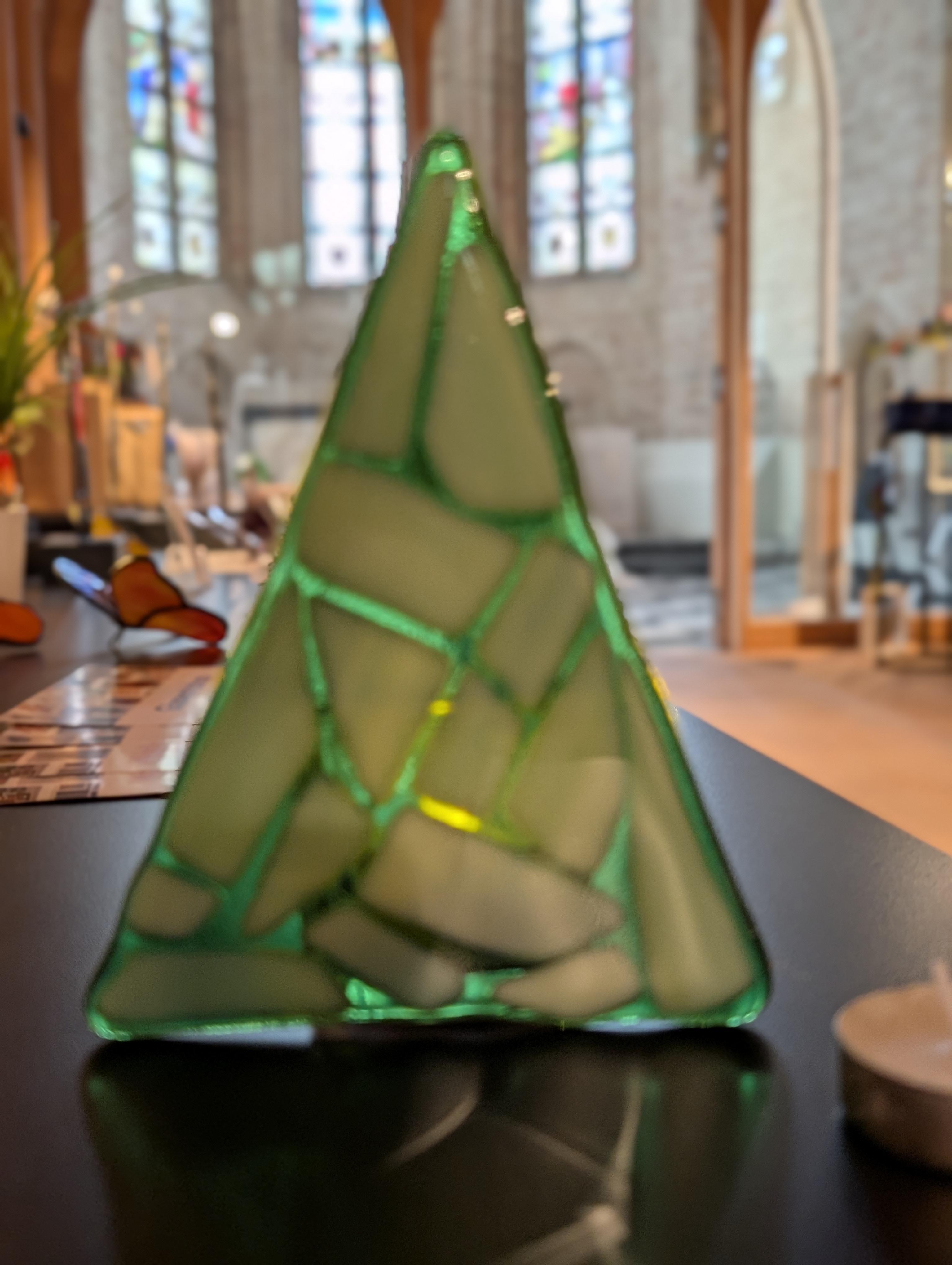 Glas fusen: 2 kerstbomen met kaarslicht -2.5u/3u - Foto