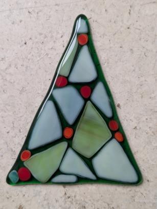 Glas fusen: 2 kerstbomen met kaarslicht -2.5u/3u