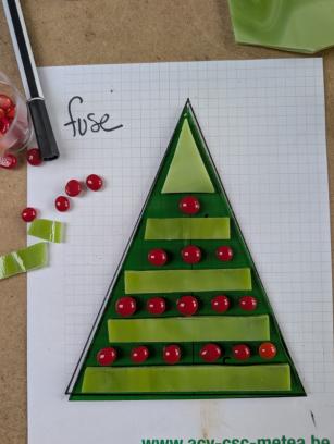 Glas fusen: 2 kerstbomen met kaarslicht -2.5u/3u