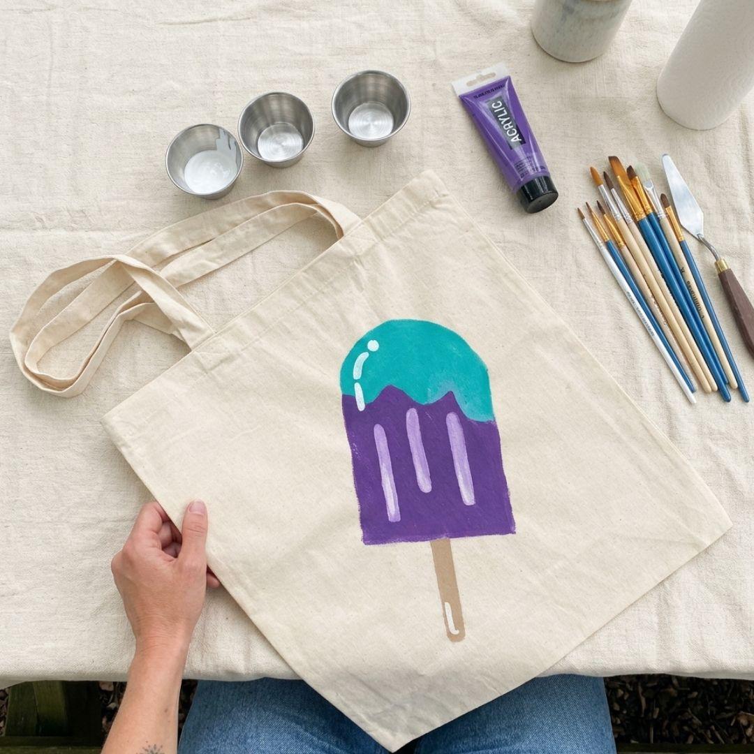 Textiel schilderen workshop – ontwerp je eigen katoenen tas - Foto