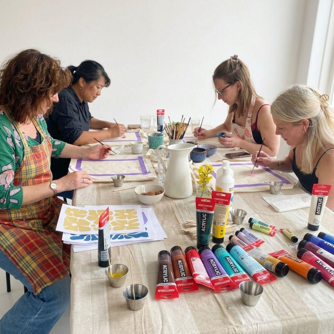 Textiel schilderen workshop – ontwerp je eigen katoenen tas - Foto
