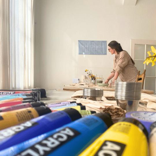 Textiel schilderen workshop – ontwerp je eigen katoenen tas - Foto