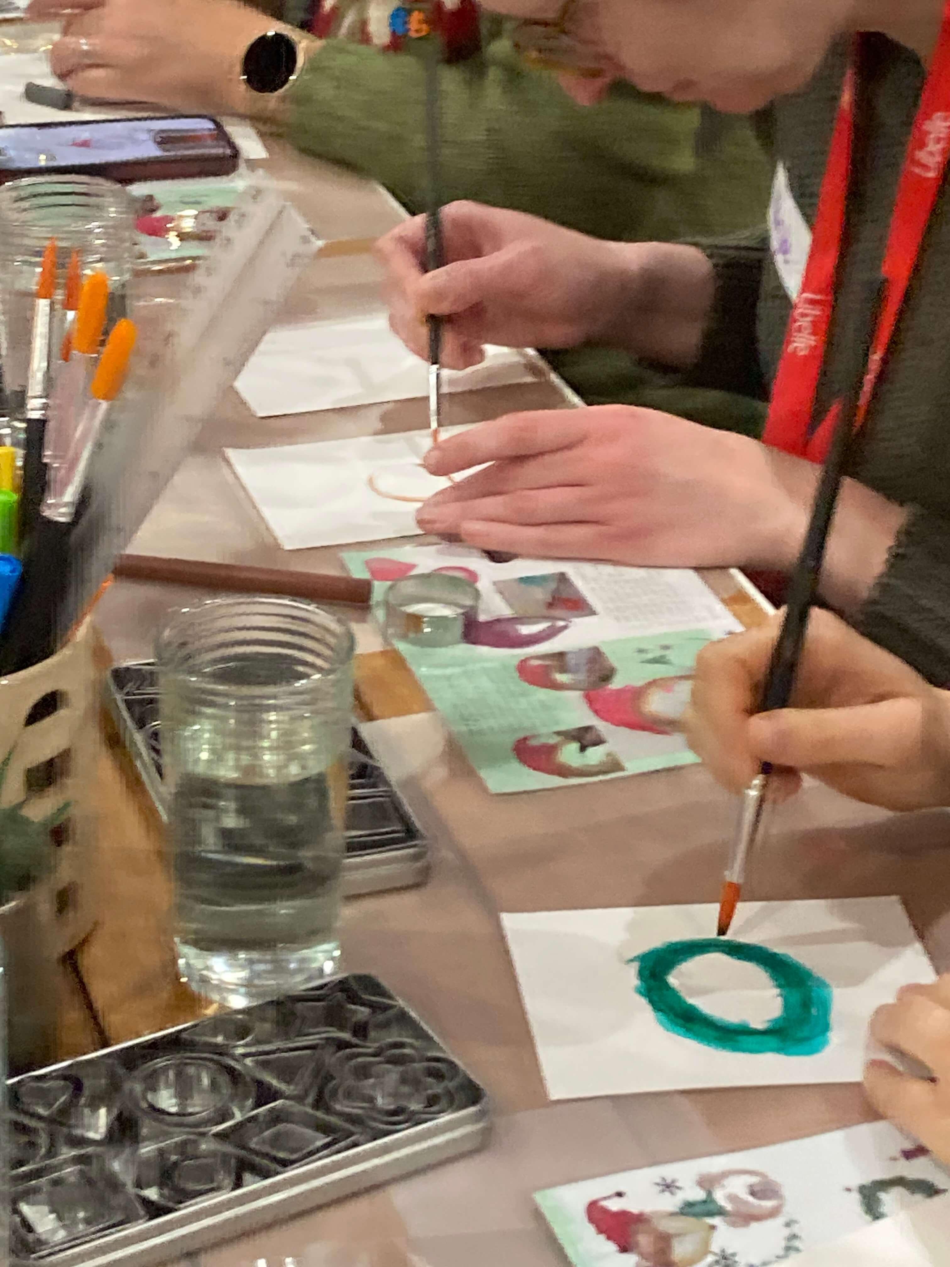 workshop kerstkaarten maken met brushpen - Foto