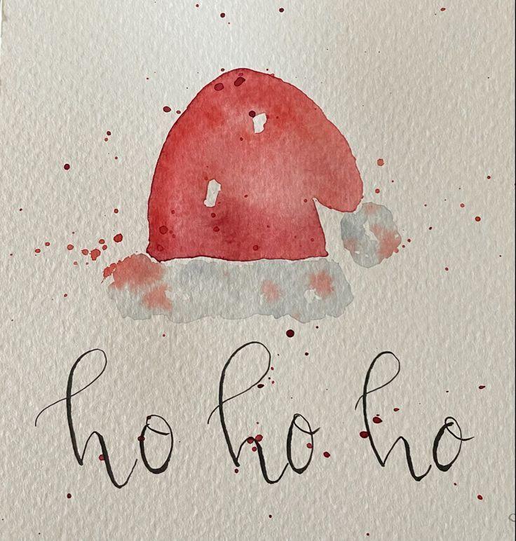 Aquarel kerstkaartjes met kalligrafie - Foto