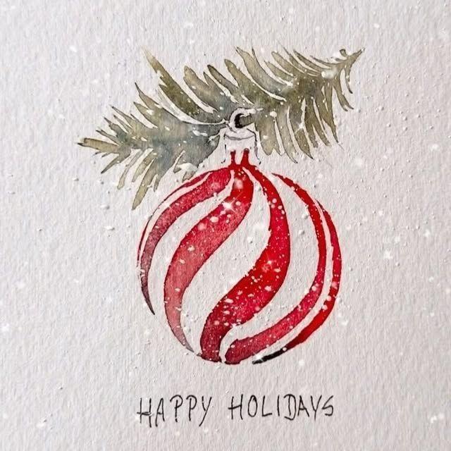 Aquarel kerstkaartjes met kalligrafie - Foto