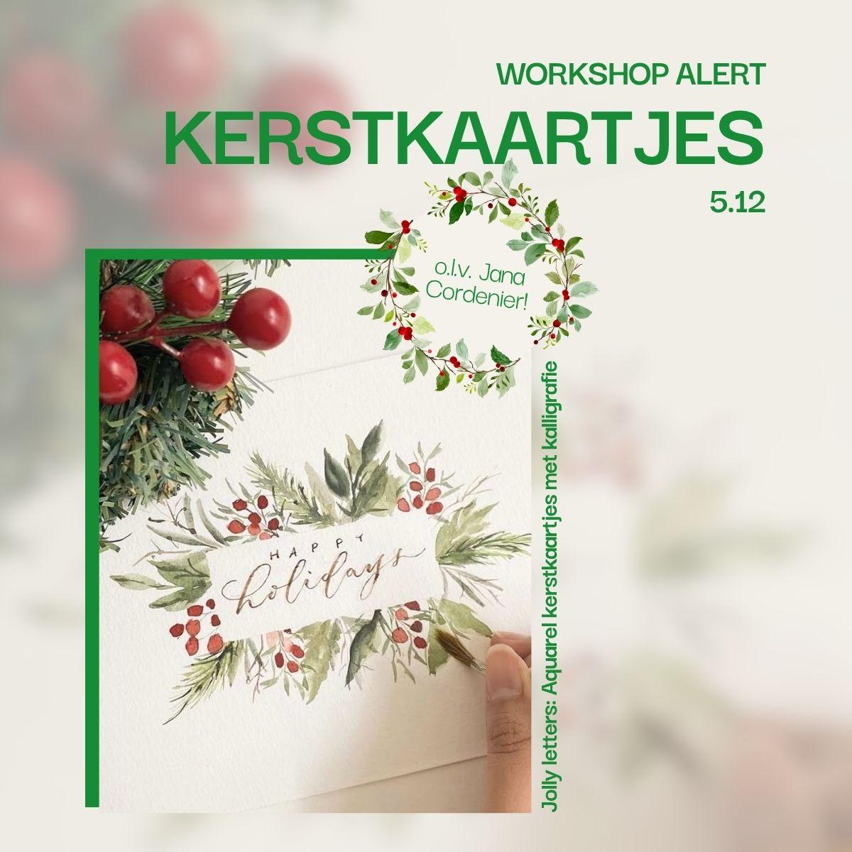 Aquarel kerstkaartjes met kalligrafie - Foto