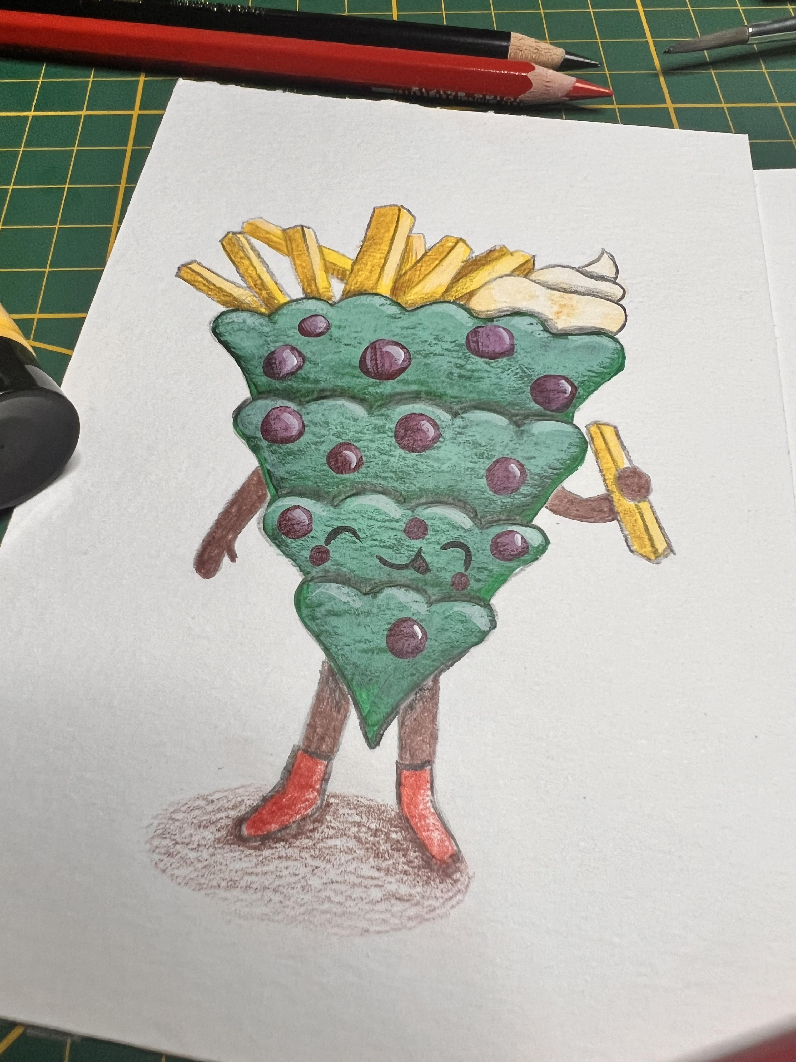 Workshop ‘gekke kerstbomen’ kerstkaartjes illustreren - Foto