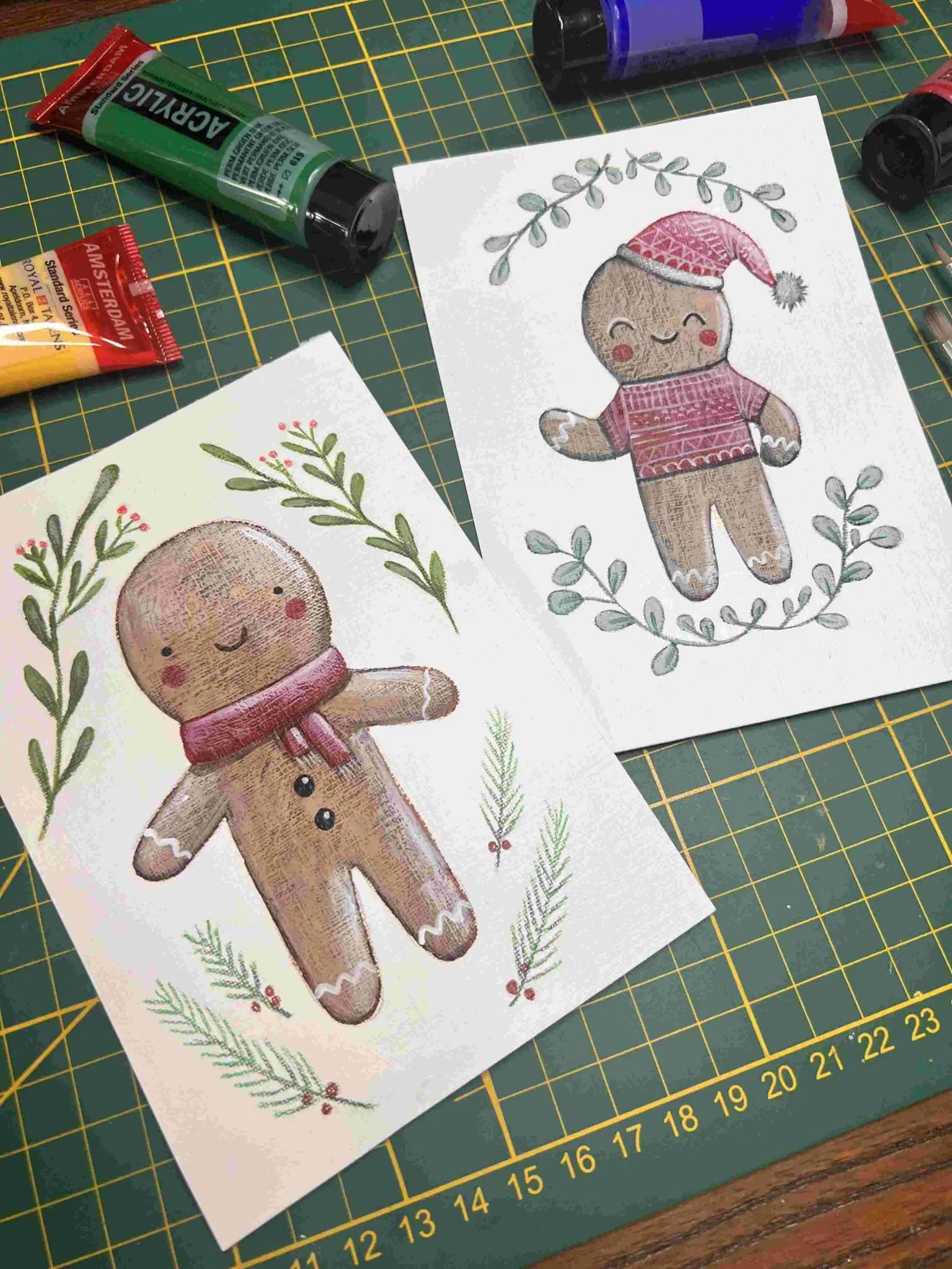 Workshop ‘gingerbread man’ kerstkaartjes illustreren - Foto