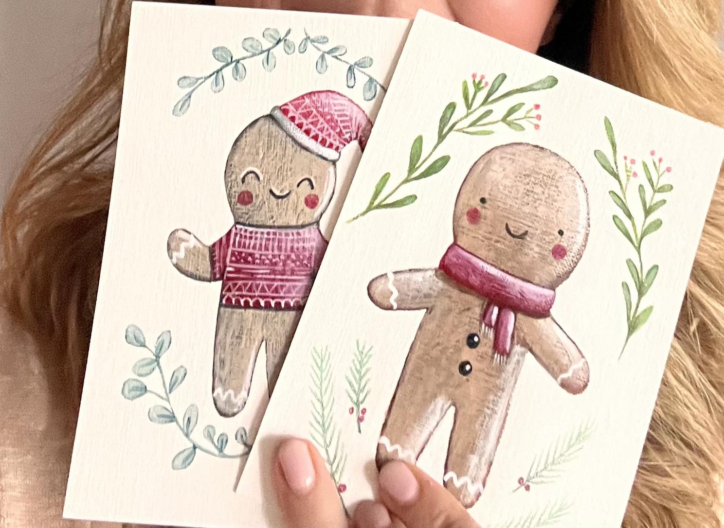 Workshop ‘gingerbread man’ kerstkaartjes illustreren - Foto
