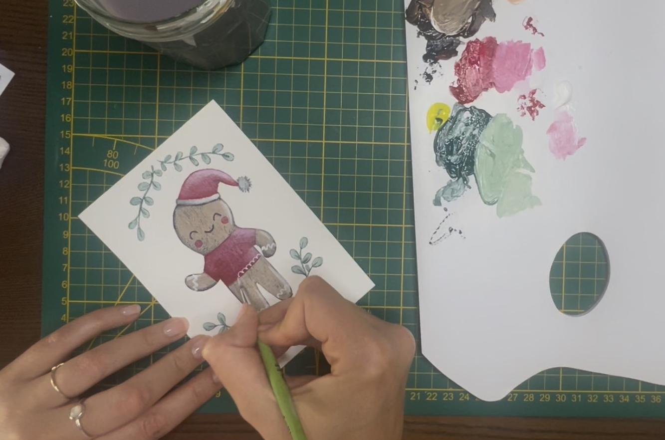 Workshop ‘gingerbread man’ kerstkaartjes illustreren - Foto