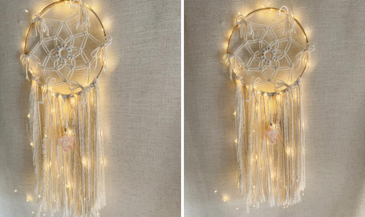 Maak je eigen dromenvanger met lichtjes en edelsteen - Foto