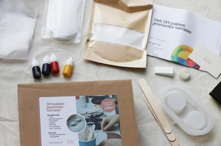 DIY pakket jesmonite terrazzo | waxinelichthouder - Foto
