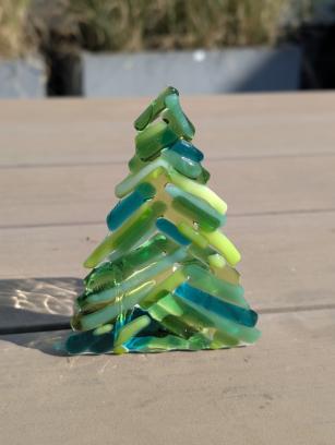 Glas fusen: 2 kerstbomen met kaarslicht -2.5u/3u