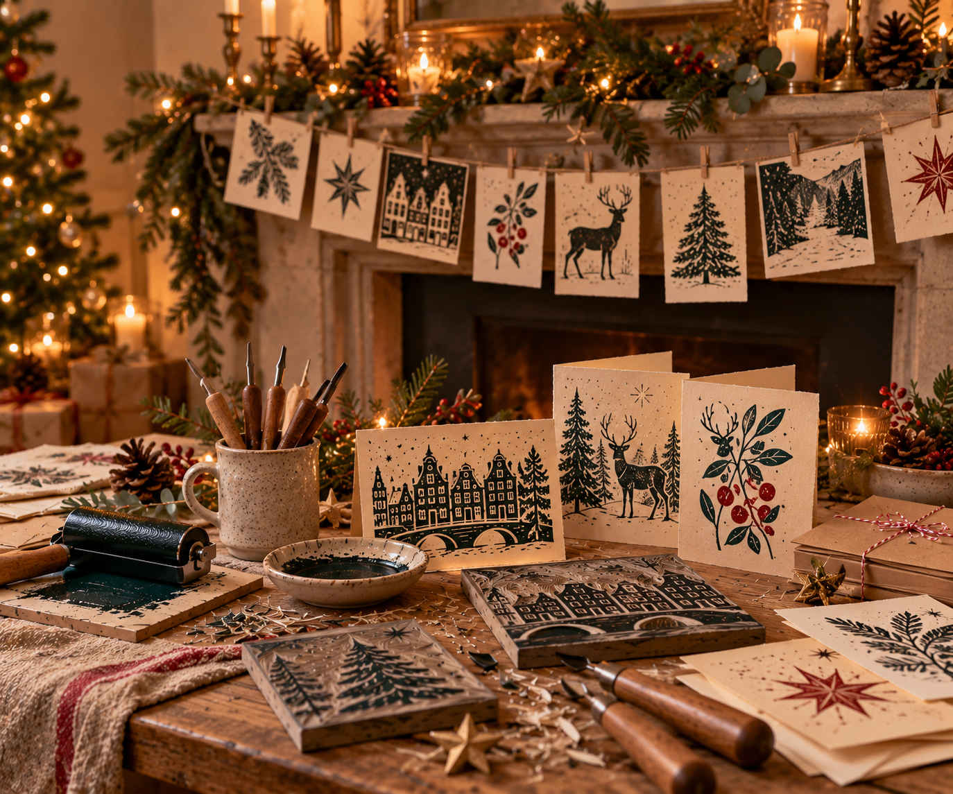 Linocut voor beginners: zelf kerst- of nieuwjaarskaartjes maken