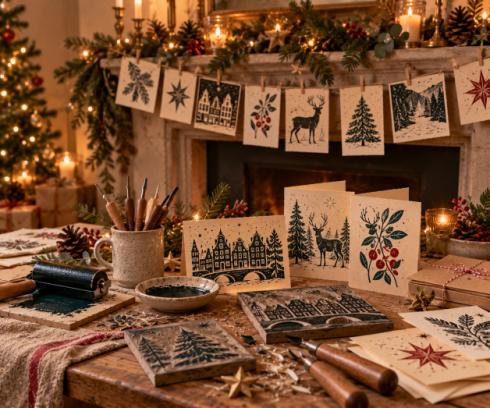 Linocut voor beginners: zelf kerst- of nieuwjaarskaartjes maken
